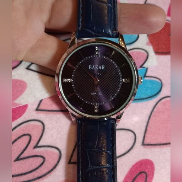 BAKAR navy blue watch with a leather band - Picture 1 of 7